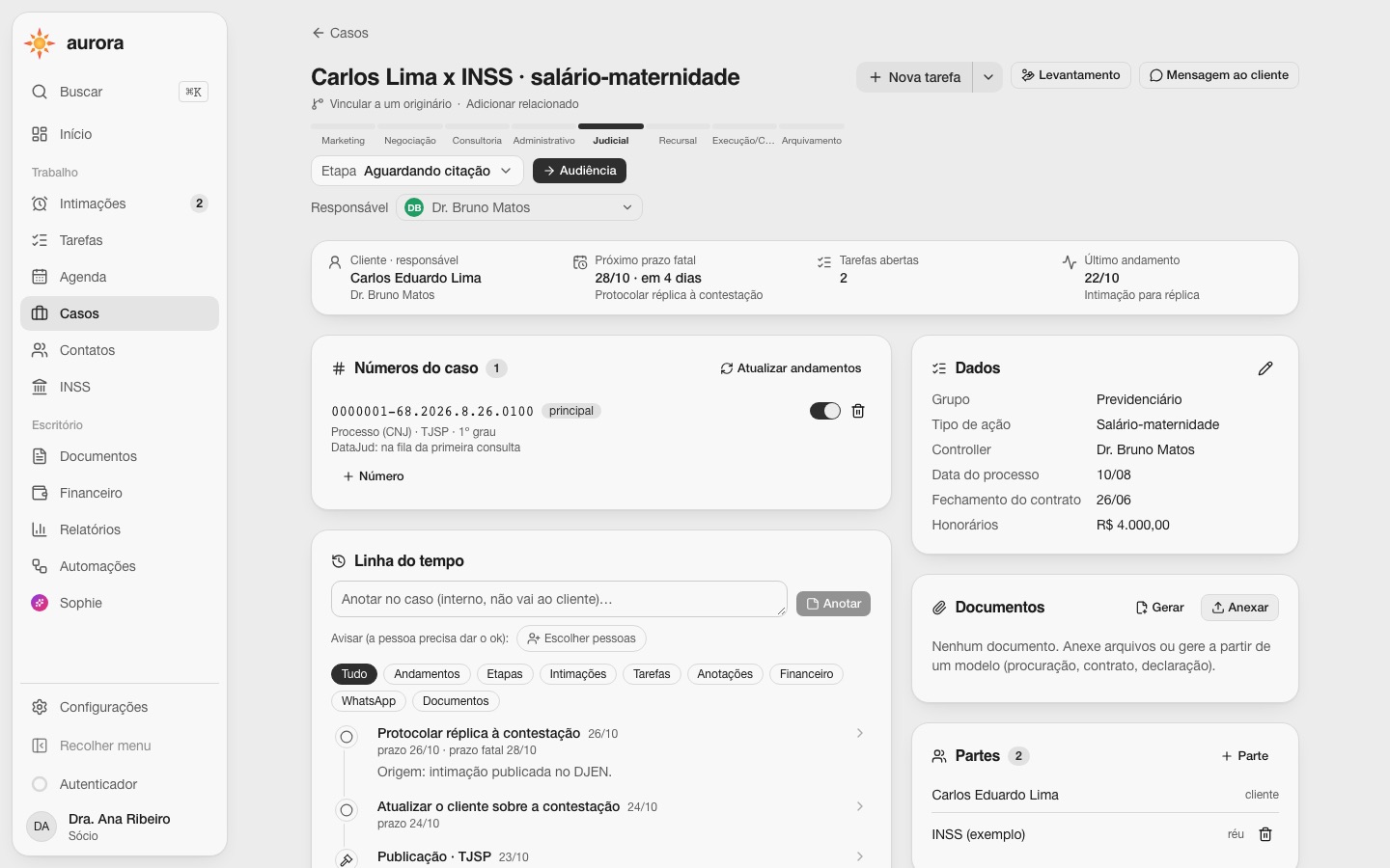 Tela do sistema, depois